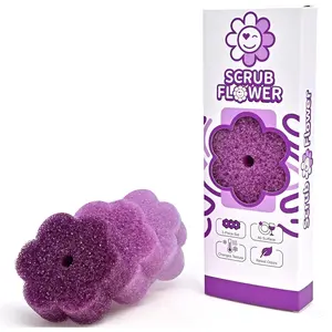 Scrub Flower Temperature  Sponges -Non-Scratch Scrubbers for Kitchen &  - Firm in Cold & Soft in Warm Water - Odor Resistant Color-Coded Dish Sponges (Lavender Mist, 3 Count)