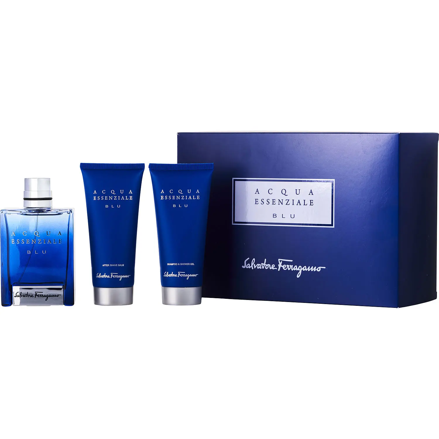 Acqua Essenziale Blu Set-Edt Spray 3.4 Oz & Aftershave Balm 3.4 Oz & Shampoo And Shower Gel 3.4 Oz For Men