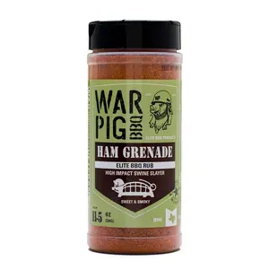 War Pig BBQ Ham Grenade Elite BBQ Rub Sweet & Smoky High Impact Swine Slayer 11.5 oz