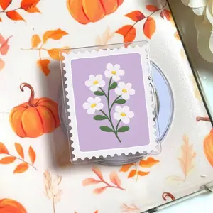 Vintage Daisy Stamp Magsafe Phone Grip, Soft Floral Magnetic Pop Socket & Kickstand, Kindle Grip, Spring Gift