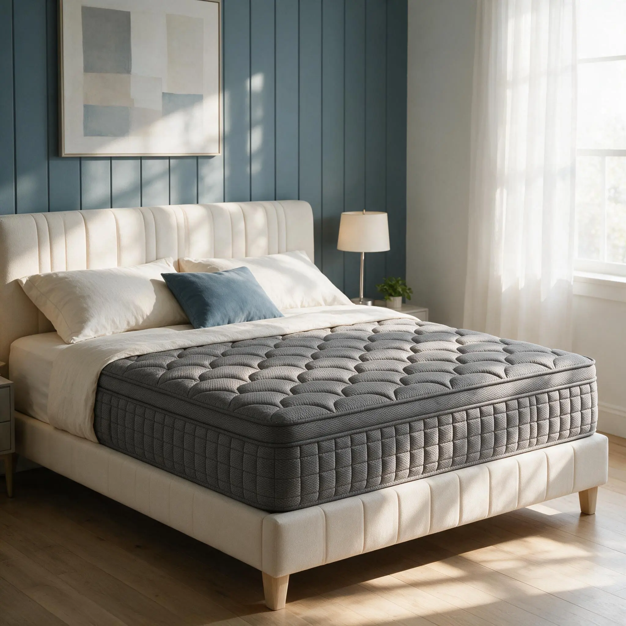 Twin Size 12" Dual-Color Hybrid Mattress - Cooling Gel Memory Foam, Pressure Relief Pocket Coil, Medium Firm Back Support, Anti-Allergic Mattress in a Box, Anti-Allergic Mattresses