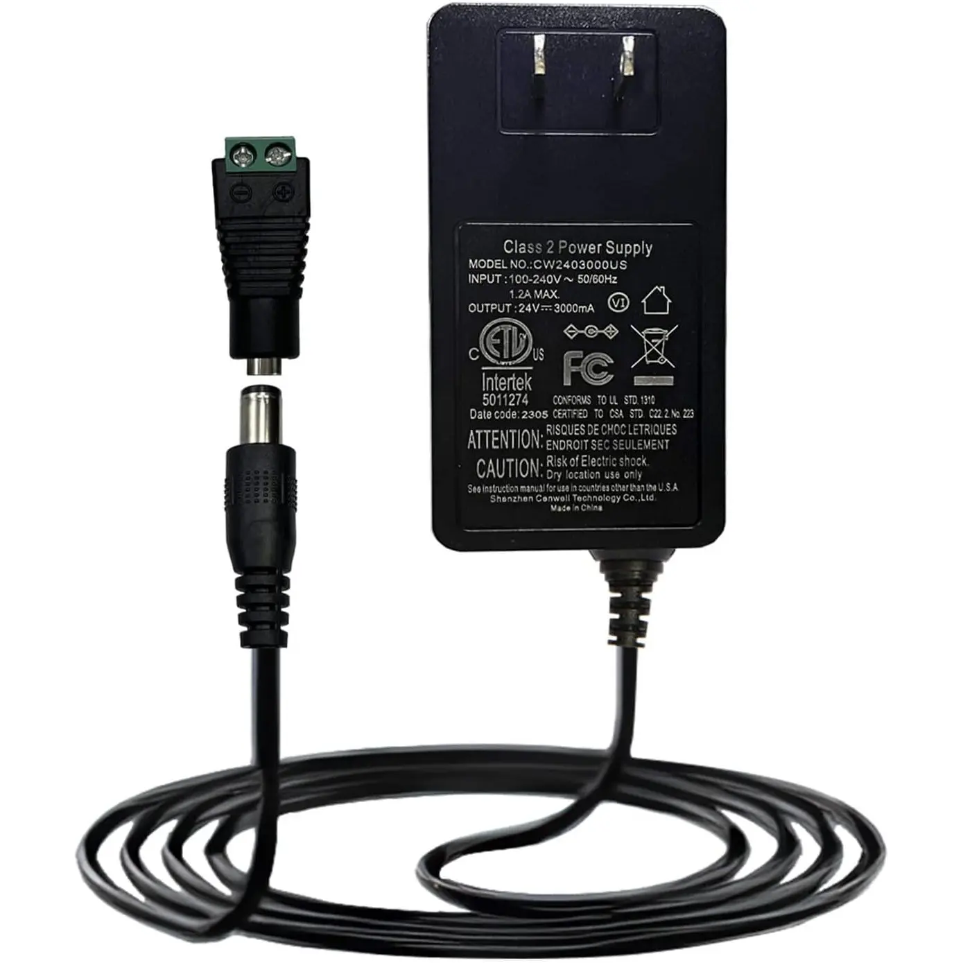 24V 3A DC Power Supply,72W 24 Volt Power Supply for COB LED Strip Light,24v DC LED Light Adapter with 5.5x2.1mm DC Plug, AC 100~240V to 24vdc Low Voltage led Strip Lights Power Supply