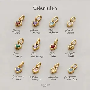 Stainless Steel  Birthstone Pendant for Alphabet Name Family Gift Making Necklace Bracelet Jewelry Accessories