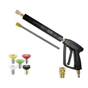 Washer Wand With Swivel 3/8" Plug & M22 Coupler  Stainless Steel Extension Lance Replacement For Ryobi Simpson Craftsman Power Foam Cannon Car Wash 4000 Psi