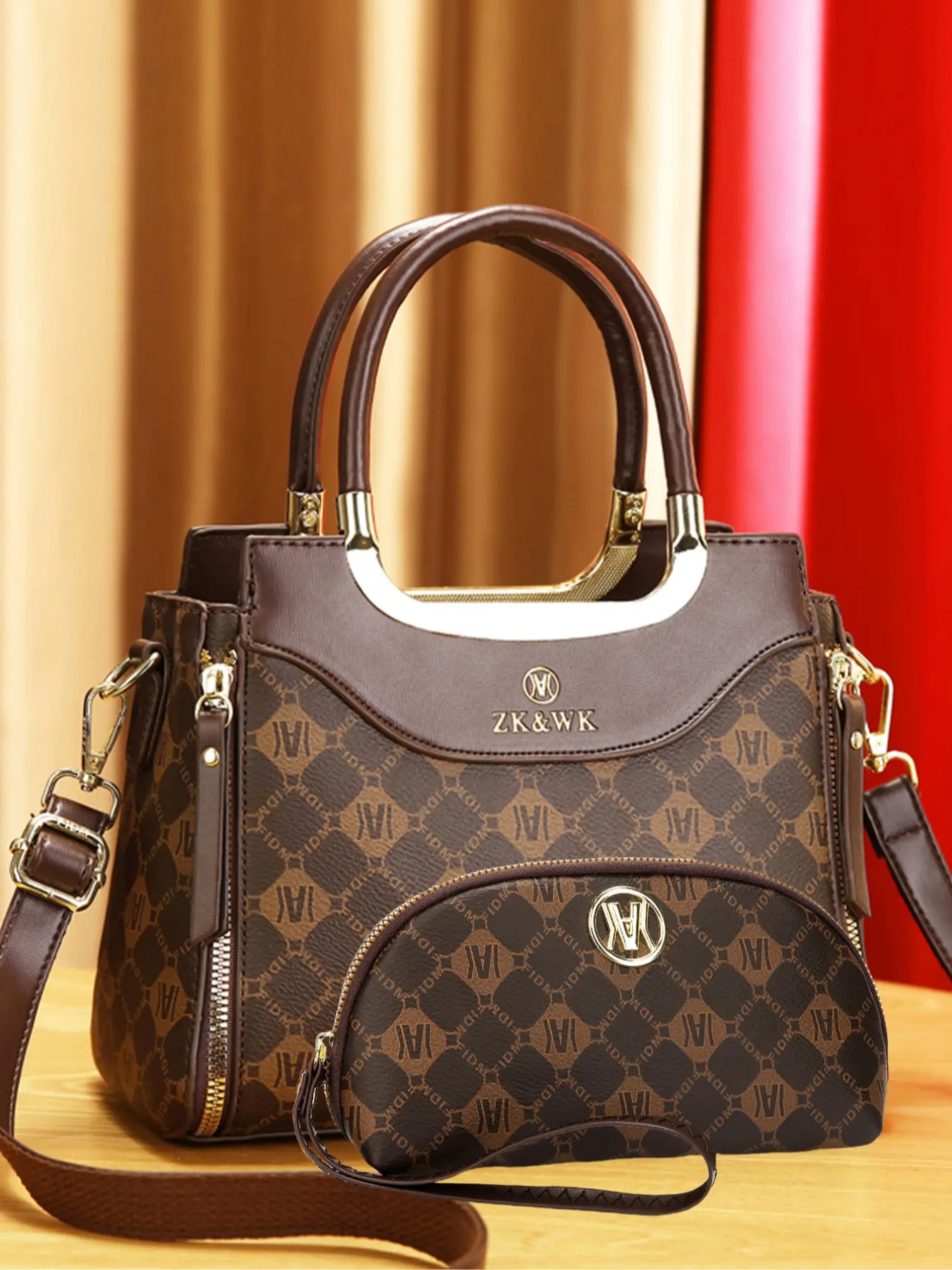 Elegant Geometric Print Shoulder Bag for Women, Casual All-Season Handbag, Stylish Crossbody Bag, High-Quality Middle-Aged Mom Outing Purse, Crossbody Tote Bag, PU Tote Satchel