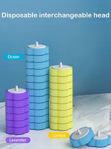 Disposable Toilet Brush Heads Pack Of 3: Yellow (Lemon Scent), Blue (Ocean Scent), Purple (Lavender Scent) Bathroom Decor Summer Cleaner