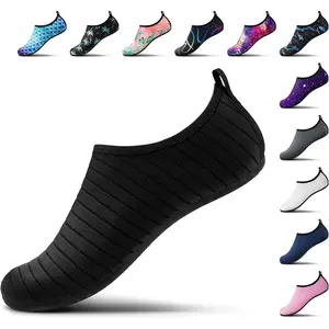 Water Shoes Women Men Adult Quick-Dry Aqua Socks Barefoot Non Slip for Beach Swim River Pool Lake surf Black SK002(U)