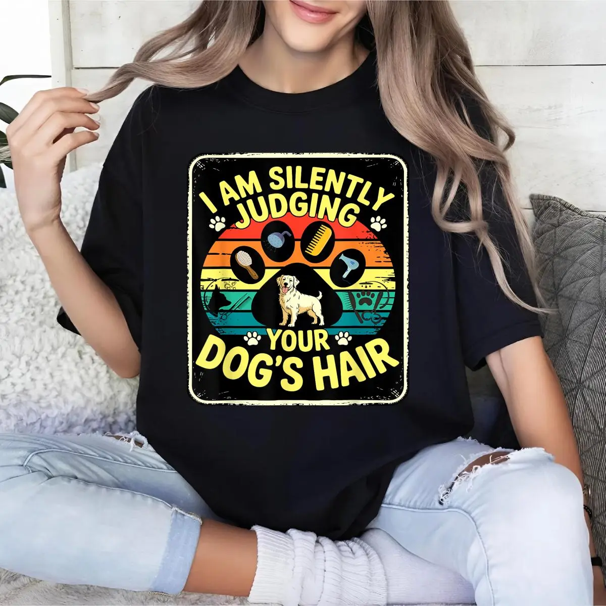 Paw Print Dog Groomer T-Shirt – Funny Pet Grooming Graphic Tee for Men & Women, Unisex Cotton T-shirt