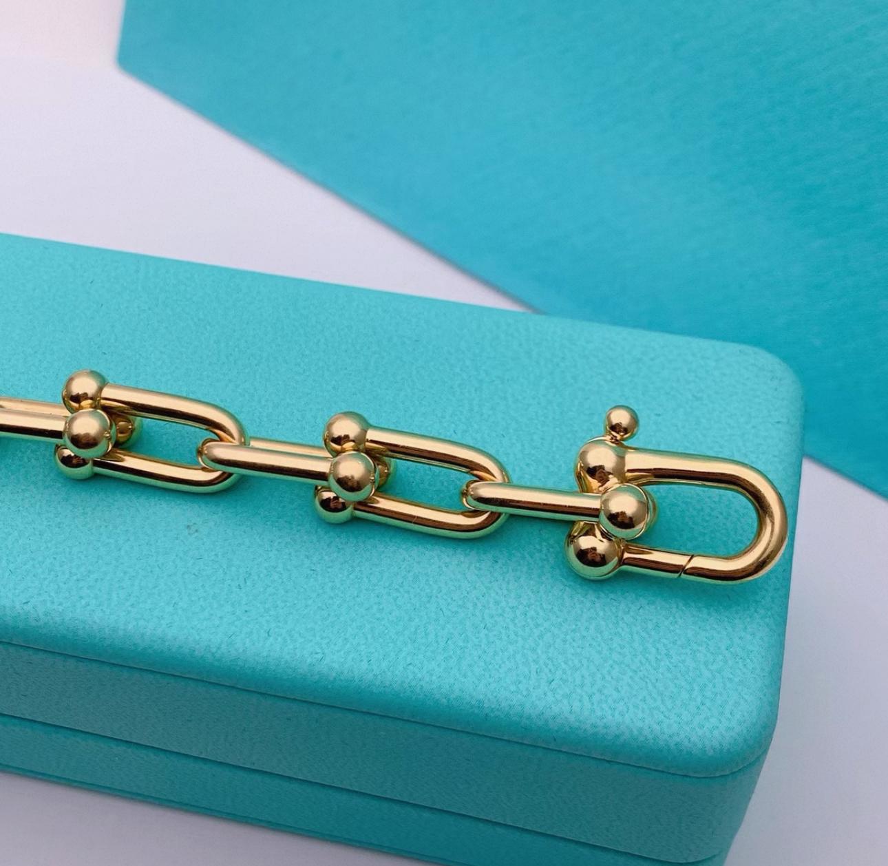 Pre-owned Tiffany & Co. HardWear Large Link Bracelet in Polished Gold Tone, Length Approx. 7.87 Inches