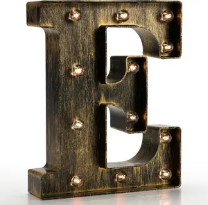 Vintage Light Up Marquee Letters with Lights – Illuminated Industrial Style Lighted Alphabet Letter Signs - Coffee Bar Apartment Bedroom Wall Home Initials Decor A-Z