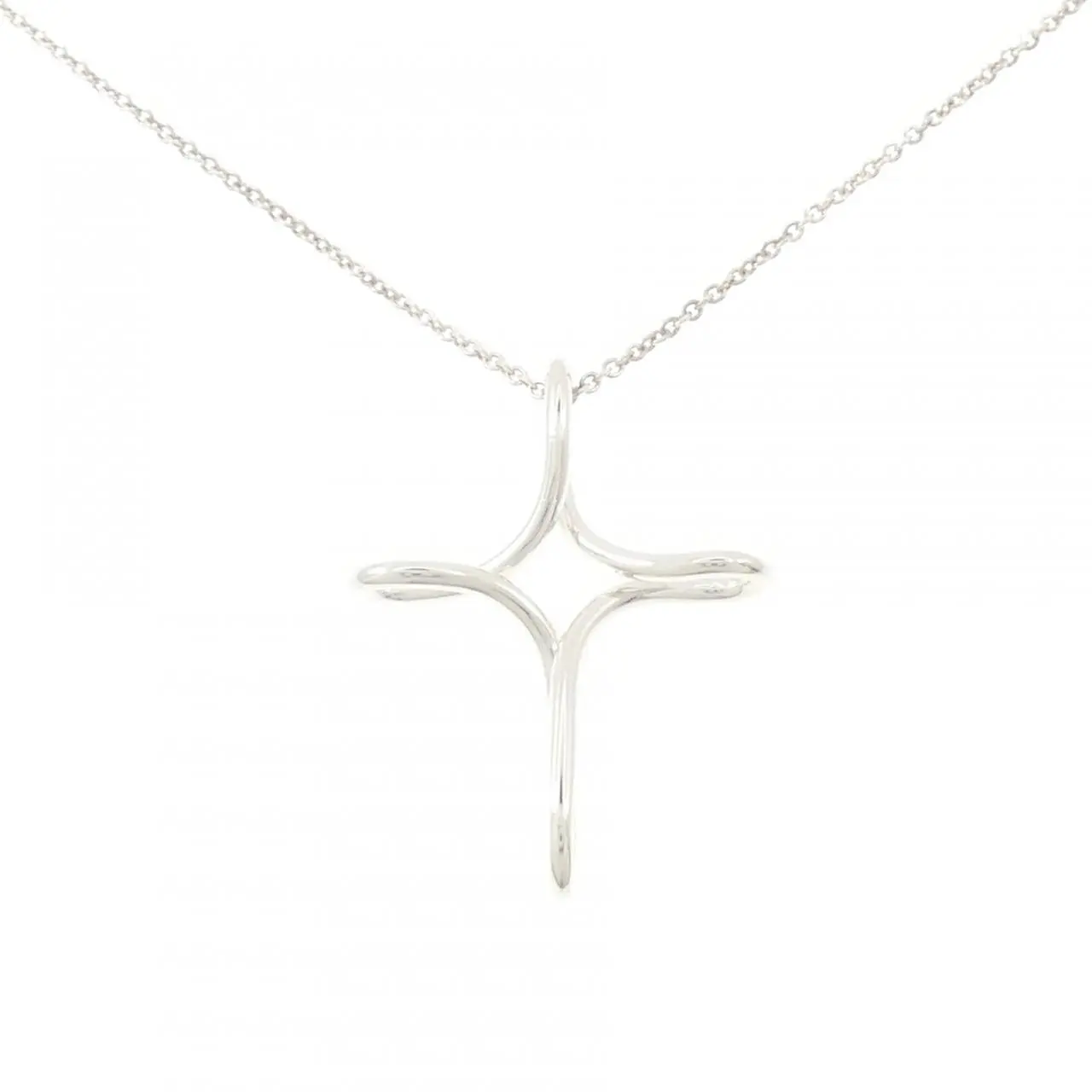 Pre-owned Tiffany & Co. Sterling Silver 925 (Ag925) Small Leather Goods Infinity Cross 925 Necklace