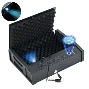 Gun Safe, Quick Access Biometric Pistol Case with 3-Ways Unlock (Fingerprint/Digital PIN/Key), LED Light for Nightstand, Dual Power Supply, Ultra-Lightweight&Portable, Foam-Lined Interior