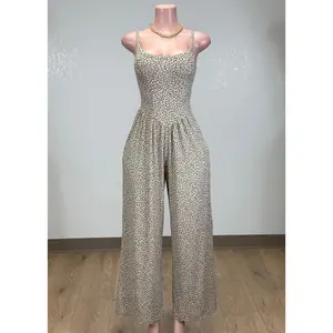 MANDY OLIVE ANIMAL PRINT SPAGHETTI STRAPS STRETCHY JUMPSUIT