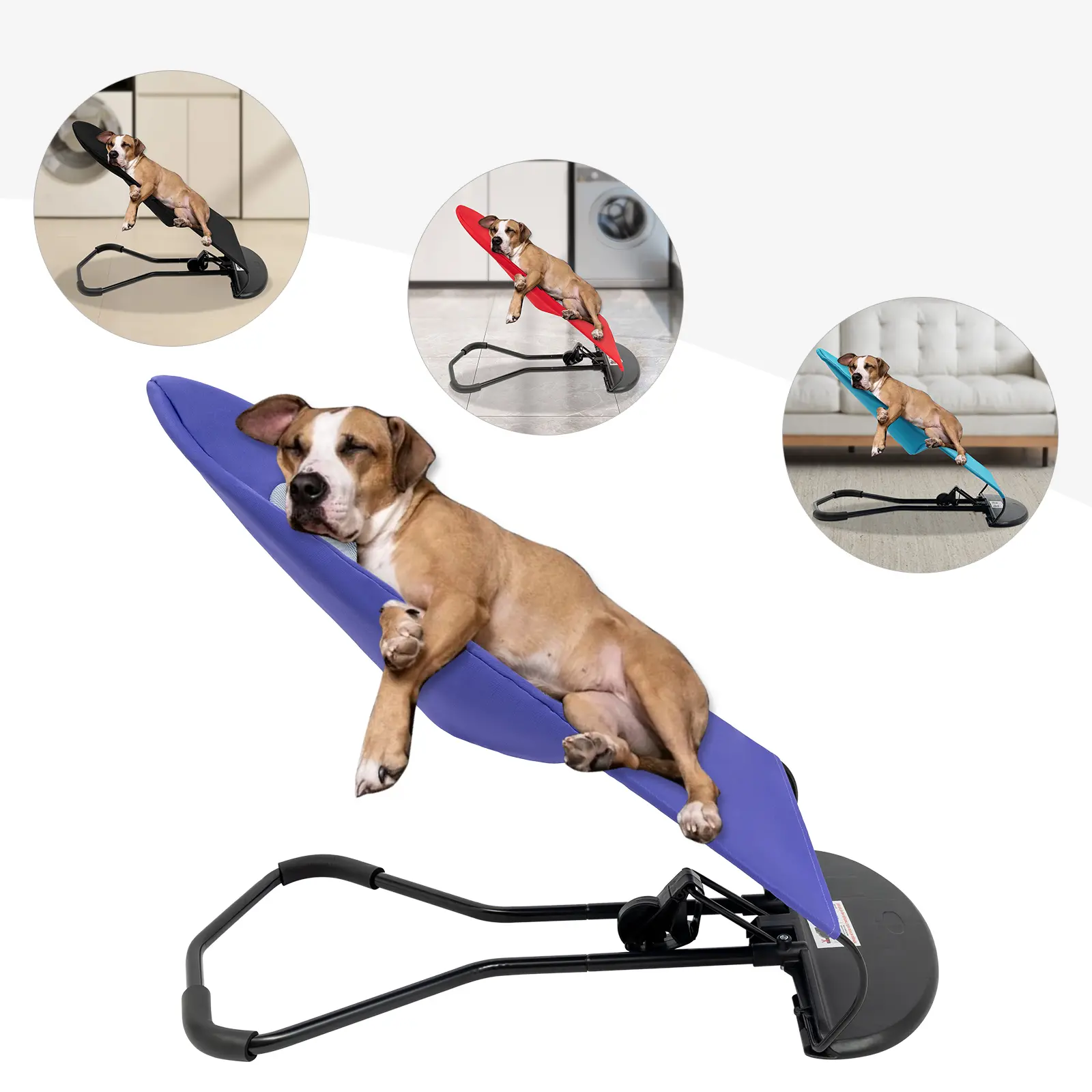 Pet Rocking Chair for Small-Medium Dogs & Cats Under 33 Lbs - Portable Indoor-Outdoor Comfort Bed with Stainless Steel Frame, Modern Colors (Red, Black, Blue, Purple) - Ideal for Poodles, Home Use, Poodle, Anxiety Relief