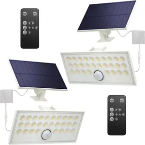 CINOTON Solar Lights for Outside, Solar Motion Sensor Flood Lights，3Modes Split Motion Sensor Outdoor Lights with Remote Control, Solar Lights Outdoor Waterproof IP65, Outdoor Solar Lights for Yard,Patio,Garden,Garage, 2 Pack