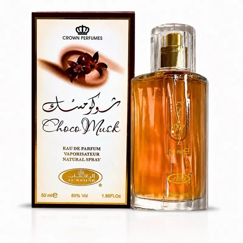 Al-Rehab Choco Musk EDP Unisex Eau de Parfum Spray for Adults, 50 ML (1.7 oz) - Milk Chocolate & Musk Fragrance, Vanilla Scents & Amber Notes, Long-Lasting Gourmand Perfume for Daily Wear