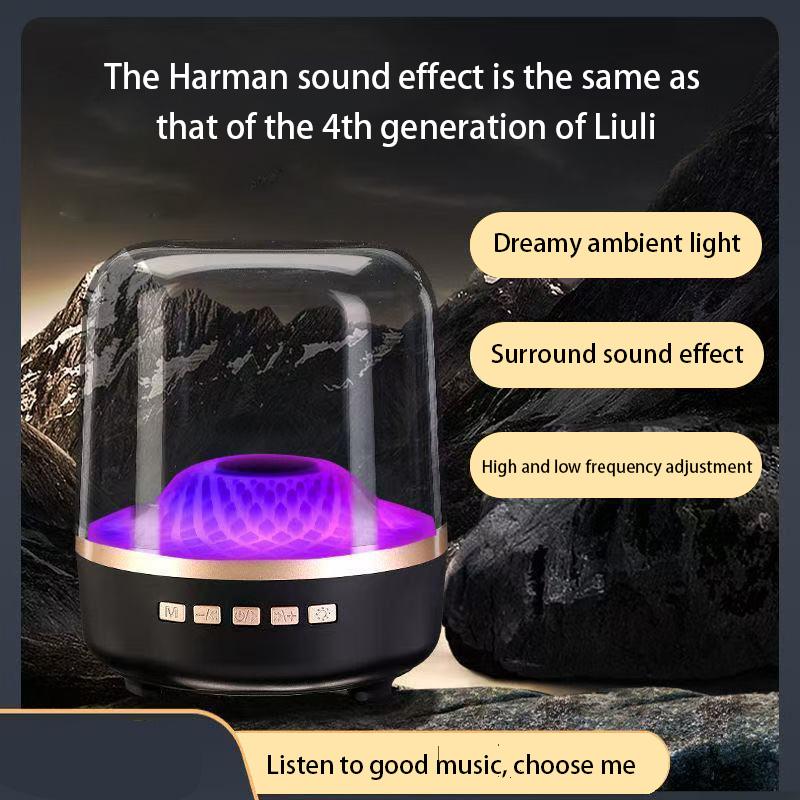 Bluetooth Speaker with 360° Surround Sound Sign-Type Appearance & Colorful Lights Portable Wireless Long-Lasting Battery for Home Party Outdoor Travel Beach Stocking Stuffers White Elephant Gifts for Adults Black