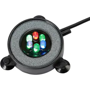 Multi-Colored LED Aquarium Bubbling Stone Disk, Round Fish Tank Bubbler with Auto Color Changing LEDs
