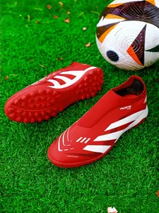 Men's Multi-Nail Football Shoes, Soccer Shoes Without Laces, Sporty PU Leather, Tie Dye Pattern, Strong Grip Rubber Sole, Comfortable Insole