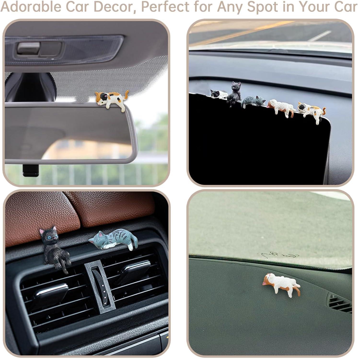 Cat-themed car dashboard decoration, rearview mirror accessory, car interior accessory, cute cat car decoration for women and girls, anime ornament, home garden office gift - 5-piece set