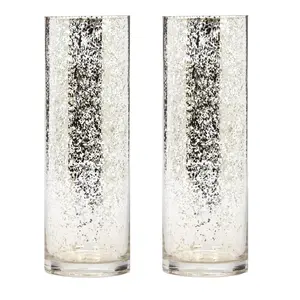 Speckled Finish Glass Vase - Available in Multiple Colors & Sizes, 11.75 & 7.75 Heights, Reflective Metallic Finish