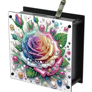 Flower Table Top Diamond Painting Money Box DIY Money Storage Box Diamond Art Decors Diamond Painting Change Holder Case Decors for Adults Beginners