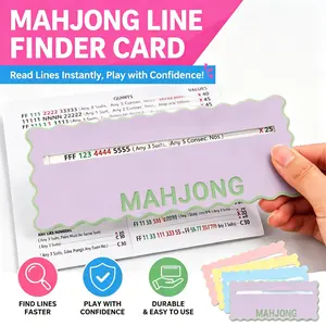 4 Pcs Mahjong Line Finder Cards, 19x7 cm (7.5x2.7 inches) Convenient Size, Cute Wave Edges & Practical Design, Beginner-Friendly Game Night Accessories, Mahjong Lover Gifts for Home & Party Supplies