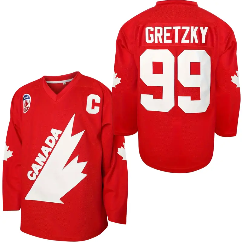 Men's CANADA #99 Gretzky Ice Hockey Jersey, Classic Embroidered Retro Breathable V-neck Long Sleeve Sweatshirt, Gretzky Labatt , Suitable For Game Training,back to school,back to school haul