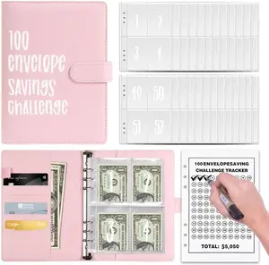 2026 New Model 100 Envelopes Money Saving Challenge with Cute Stickers, Money Saving Binder with Cash Envelopes, Budget Binder Savings Challenge Book for 100 Day to Save $5,050 for Budgeting Planner