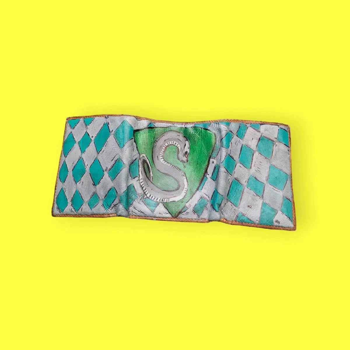 Slytherin Hand Painted Leather Wallet