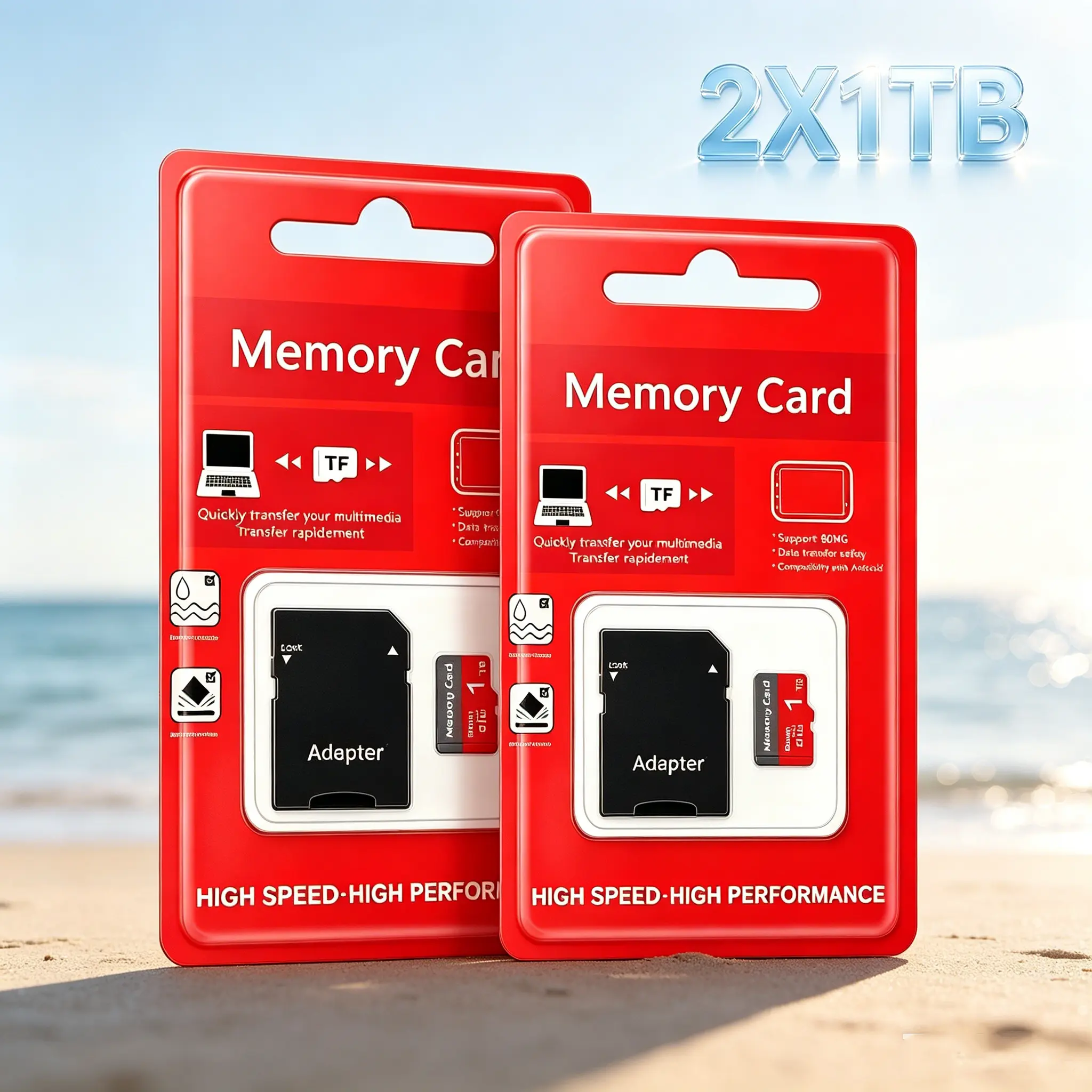1TB SD Card for Car Audio, Durable Micro SD Card for PC, 2 PCS Micro TF SD Cards for Surveillance Cameras, SD Memory Card & MicroSDXC Card for Mobile Phones and Dash Cams