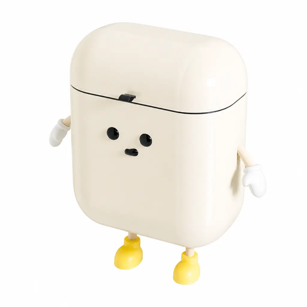 No Drill Wall Mount Kitchen Waste Storage Bin, 9L/12L Cartoon ABS Hanging Trash Can with Sealed Odor Proof Lid, Large Capacity Cabinet Door Garbage Container for Bathroom RV Apartment Dorm Office, Sweet Gift for Men Women Couples