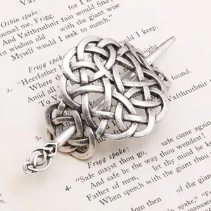 Viking Norse Celtic Round Dara Knot Hair Pin Silver