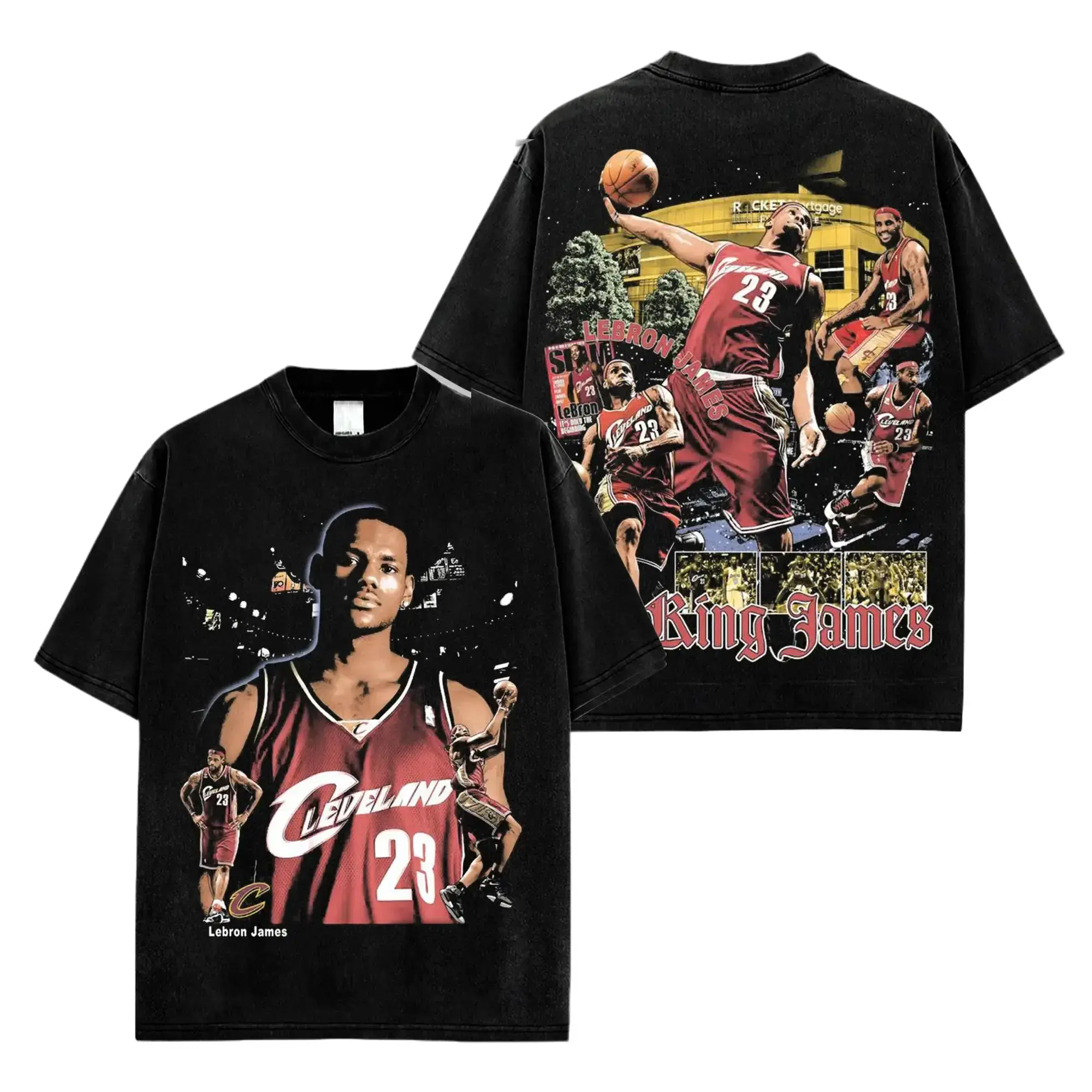 Vintage Ohio Basketball Graphic Tee, 230G Heavyweight Cotton Oversized Hoops T-Shirt, City Streetwear, Retro Number 23 Fan Shirt, Y2K Unisex Short Sleeve Tee