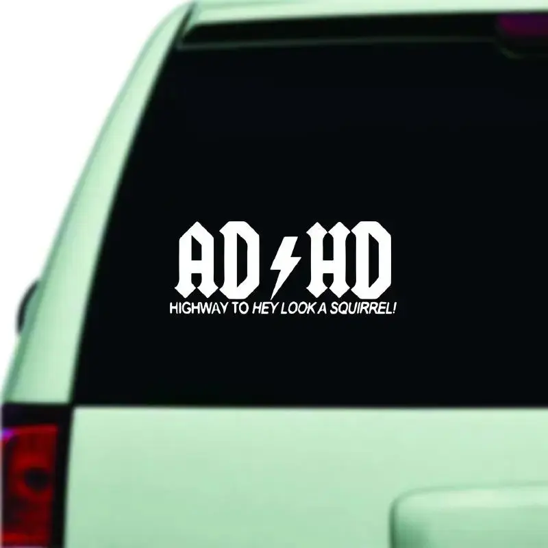 Adhd Squirrel Car Sticker, Highway Style Vinyl Decal for Car Door and Window Decoration, Automotive Accessories, 1 Piece
