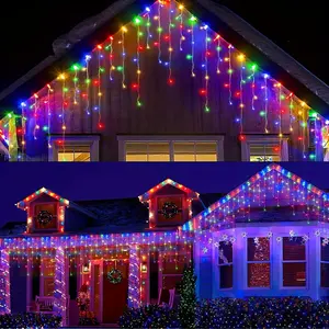 1pack/2pack 255.91inch LED Icicle Curtains Lights, Wedding Party LED Fairy Lights, Christmas Festival, Wedding, USB 8 Modes Remote Controller Birthday Party Holiday Lights Indoor/Outdoor LED Decoration Atmosphere Lights, Holiday Lighting