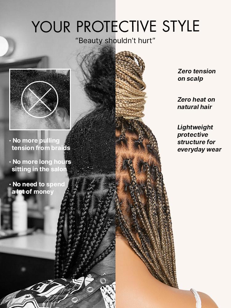 [New Arrival]OwnScalp Salon Braids Super Natural Scalp Full HD Lace Knotless Box Braided Wig Flexi-Fit Invisi Drawstring Cap Miracle Knots Limited Time Offer TikTok Exclusive #luvmenewarrivals