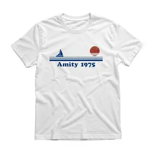 Jaws Amity 1975 T-shirt Vintage Graphic Tee Retro 90s Shirt Unisex Cotton Crewneck T-Shirt Menswear Womenswear Streetwear Top Hoodie Tshirt Casual Operator Biker Short Sleeve Tropical