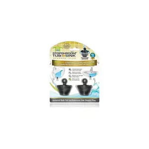 StopShroom Tub 2 Pack Universal Stopper for Bathtub and Bathroom Sink Drains, Black Plug 2pk, 2 Count