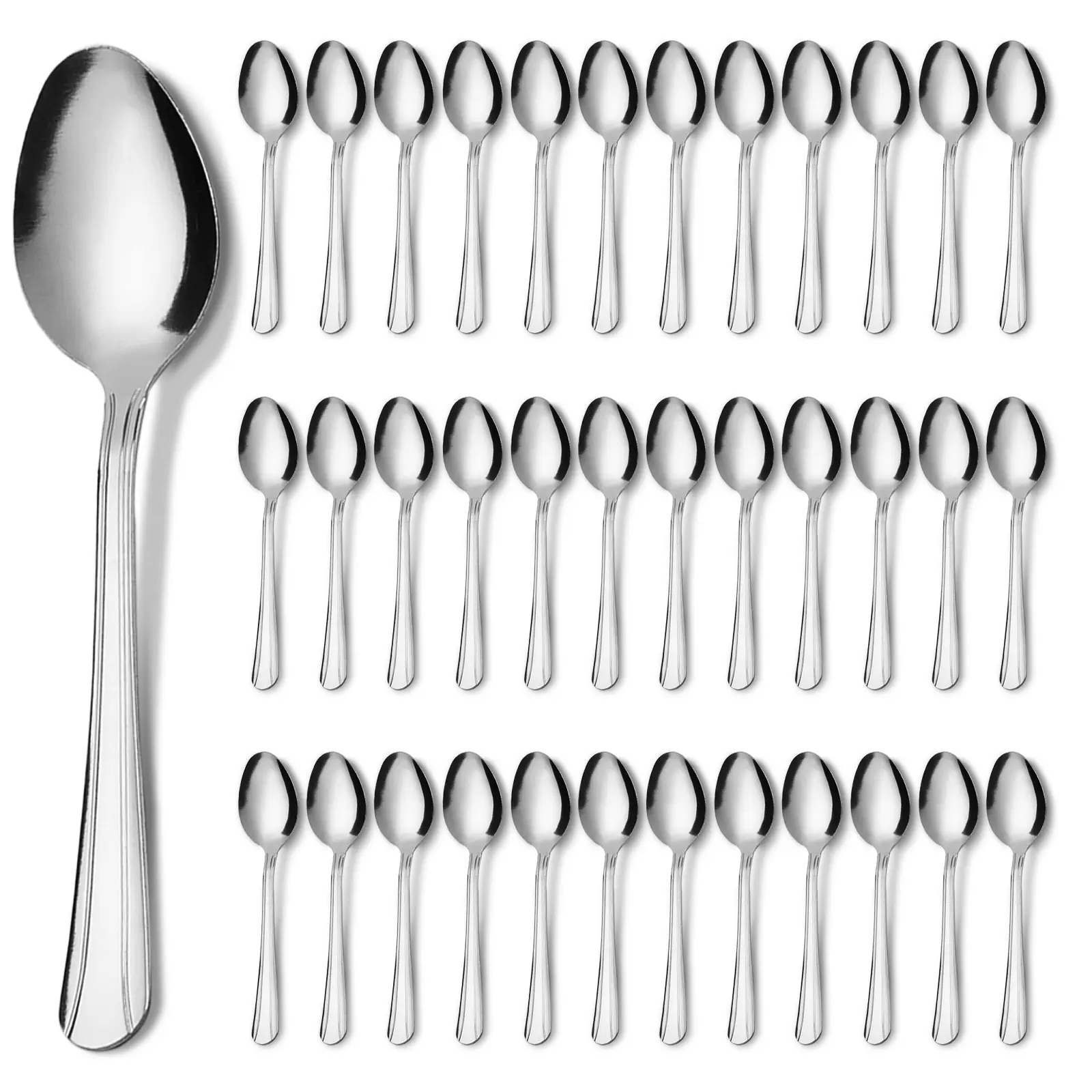 36PCS Dominion Style Stainless Steel Dinner Spoon Set, Smooth Polished Long Handle Table Spoons, Dishwasher Safe Soup Spoons for Home Cafe Restaurant Catering Banquet Use Serving Utensils Kitchen Dining Utensils Kitchen Dining Utensils