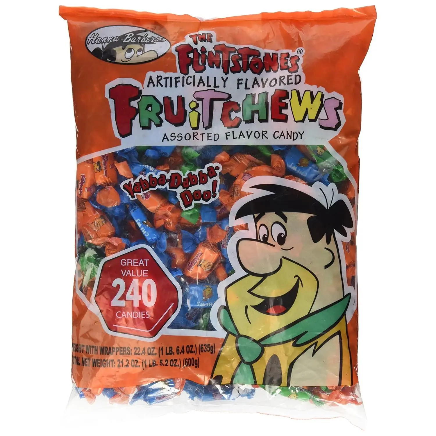 Albert’s Flintstones Fruit Chews 240 Count Bag, Assorted Fruit Flavors, Individually Wrapped Soft & Chewy Candy, Bulk Candy for Parties, Candy Buffets & Snacking