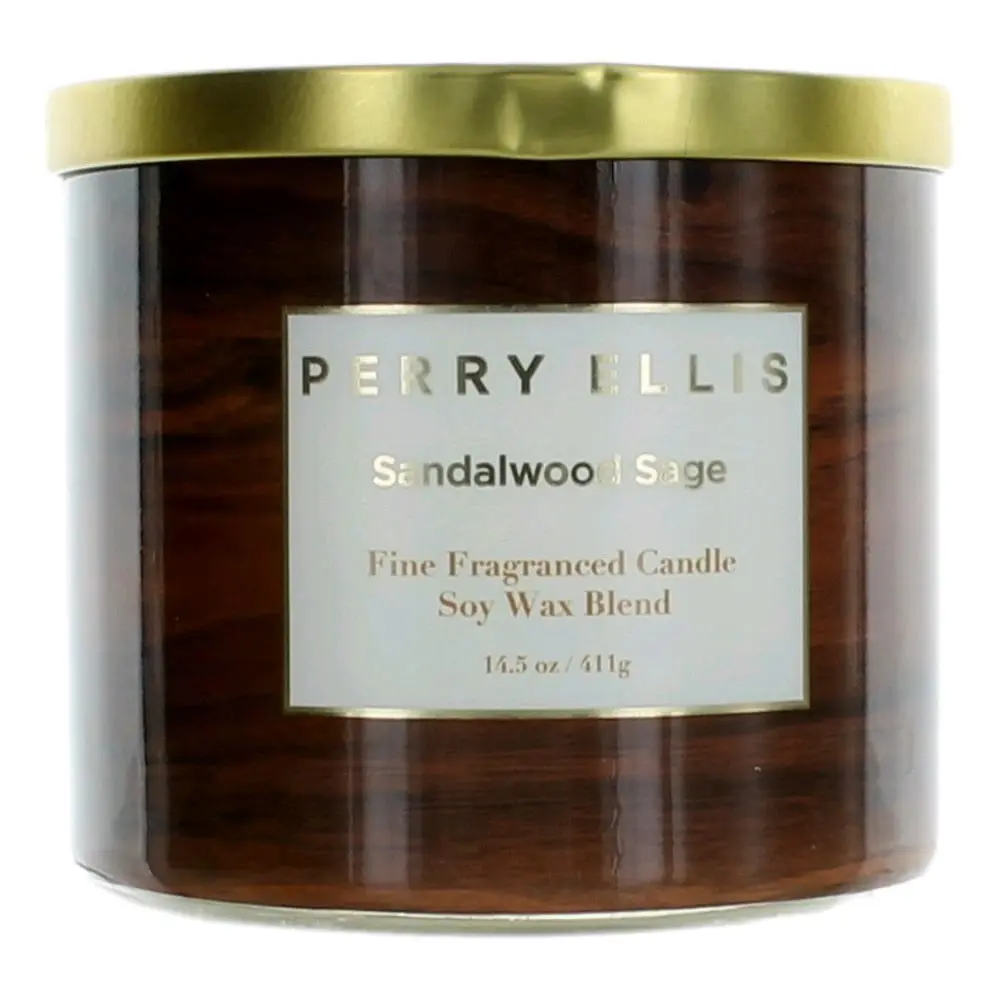 Perry Ellis 14.5 oz Soy Wax Blend 3 Wick Candle - Sandalwood Sage