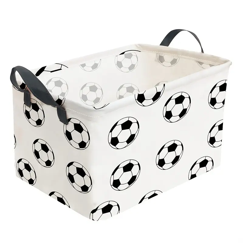 1/2pcs Rectangular Laundry Basket with Soccer Pattern| Foldable Hamper for Organization & Storage| Basket for Toys, Office, or Bedroom| Toy Bin / Closet Shelf Basket
