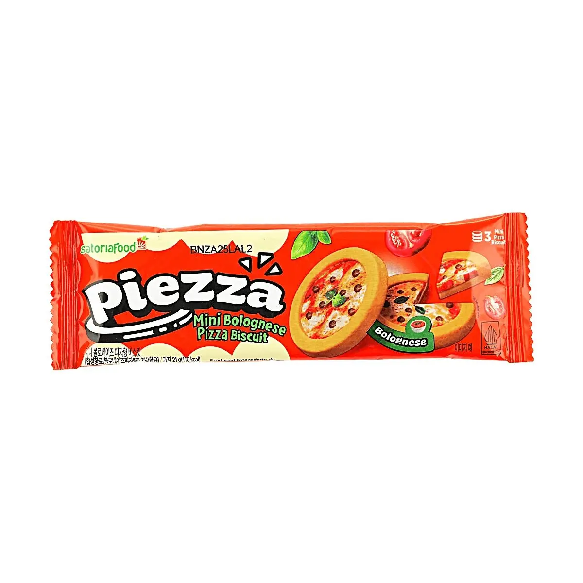 SATORIAFOOD Mini Pizza Crackers - Reduced Sugar, Korean Savory Meat Sauce Flavor, 21g Snack Packs