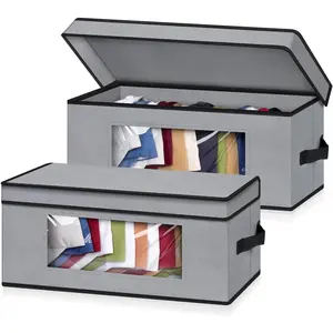 Stackable Hat Organzier for Baseball Caps, 2 PCS Hat Storage Boxes for Closet Hold 30 Caps with Cardboard, Grey