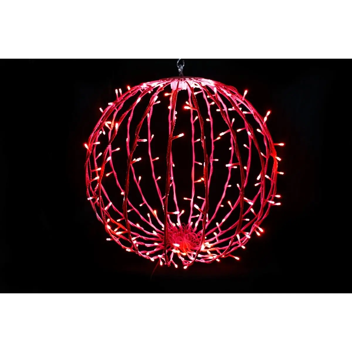 212 MAIN Magical Steel LED Ball Lights - 20 in, Red, Corded 200-Count Hanging Ornament, Room Decor for Home & Festive Party Supplies