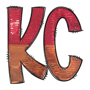 CY KC Sequin Embroidered Iron On Patch Extra Large Orange Red Applique (9.8×10 Inches) for Jackets Bags DIY Fashion
