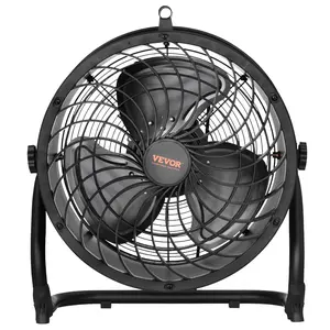 VEVOR Floor Fan, 3 Speeds High Velocity Heavy Duty 14 Inch Industrial Fan, 2520 CFM 360° Adjustable Tilt 23.62 ft/sec Airflow Large Metal Fan, for Home, Gym, Office, Garage, Commercial Shop & Bedroom