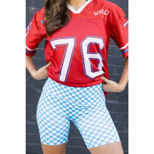 WKND Checkered Biker Shorts - Blue