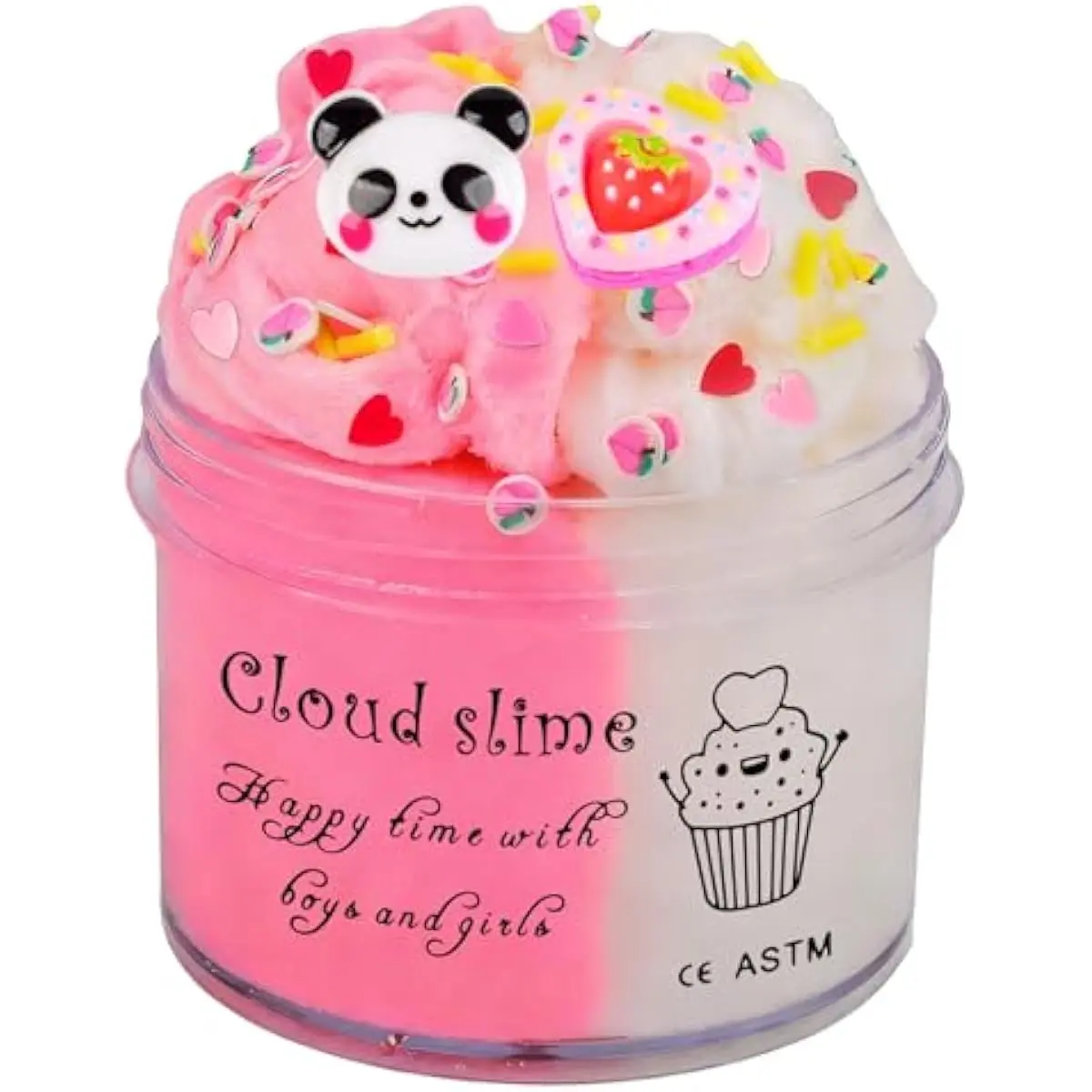 Heart - Panda Peachybaby - Cloud Slime,Stress Relief Toys with Cute Panda Cards Bulk for Exchange Present, Party Favors Kids Boys Girls Happy Mothers Day,Goodie Bag Stuffers